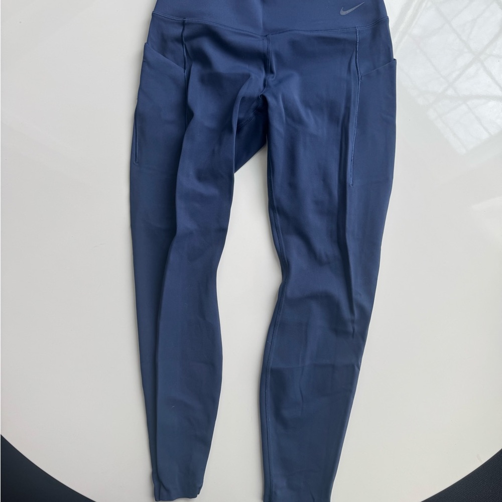 Nike Dark Blue Performance Leggings with Side Pockets